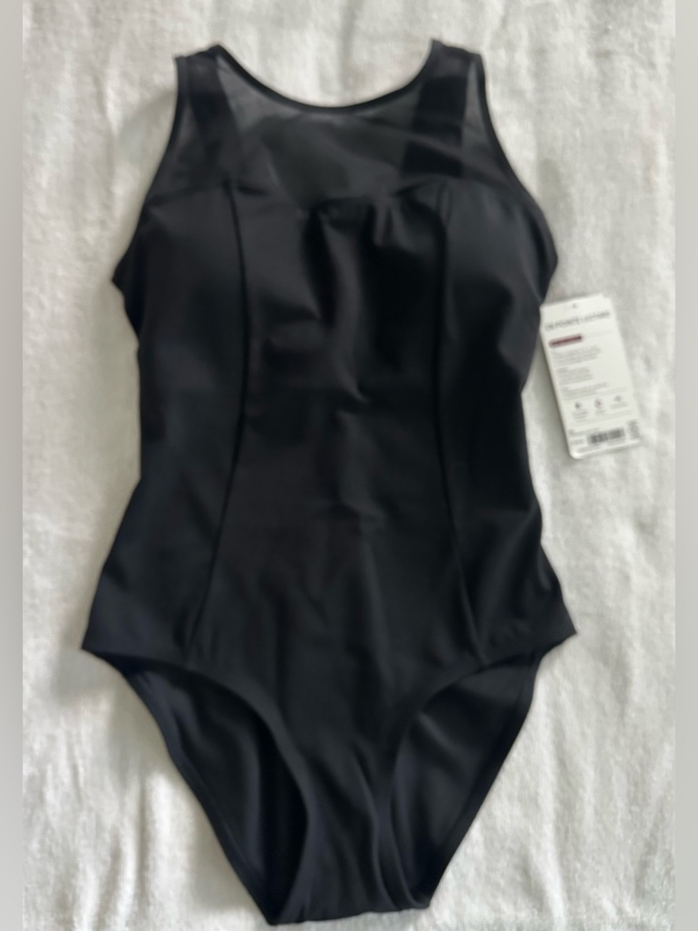Athleta En Pointe Leotard Black Mesh Panel Bodysuit Size S NWT